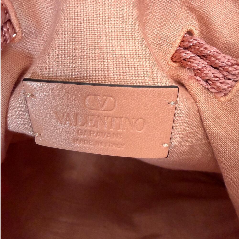 NWOT Valentino Garavani Nellcôte Pink Linen Floral Fringe Crossbody Bag - Picture 6 of 16